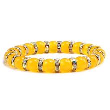New Trendy Yellow Chalcedony Natural Stone Bracelet Charm Women Crystal Rhinestone Round Beaded Bracelets Bangles Ladies Jewelry 2024 - buy cheap