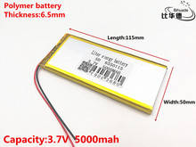 Batería de iones de litio 3,7 V, 5000 mAH, 6550115 polímero/Li-ion para juguete, Banco de energía, GPS mp3... mp4 2024 - compra barato