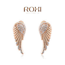 Женские серьги-гвоздики с ангельскими крыльями ROXI, вечерние серьги цвета розового золота, свадебные украшения 2024 - купить недорого
