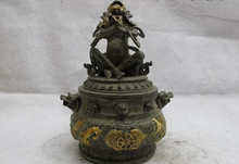 song voge gem S0139 Tibet Folk Classic Bronze Gilt Mahakala Buddha 8 treasures incense burner Censer 2024 - buy cheap