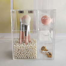 Clear Plastic Makeup Brush Storage box with cover Jewelry Earring Organizer Acrylic Makeup organizer Cosmetic tool Holder Box 2024 - compre barato