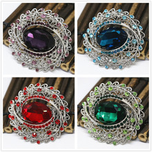 Lovely oval large pins silver-color cute rhinestone crystal wedding dress brooch lady gift jewelry B1435 2024 - buy cheap