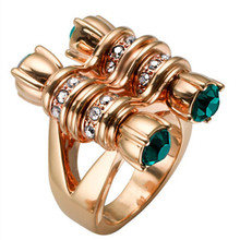 Unique Style Female Crystal Green Stone Ring Luxury Fashion Rose Gold Wedding Rings Promise Engagement Rings For Women 2024 - buy cheap