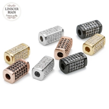 Linsoir-Lote de 2 unidades de cuentas de cobre y cristal rectangulares, espaciador de diamantes de imitación de Color dorado con agujero de 3mm, para fabricación de joyas 2024 - compra barato