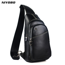 NIYOBO-mochila cruzada de piel auténtica para hombre, diseño de día, informal, de viaje 2024 - compra barato