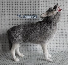 Simulation gray wolf polyethylene&furs wolf model funny gift about 35cmx10cmx32cm 2024 - buy cheap