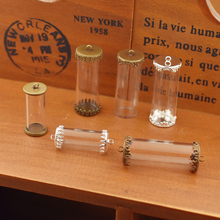 10set hollow glass tube with setting base glass vials pendant glass bottle jewelry pendant globe jewelry findings 2024 - buy cheap