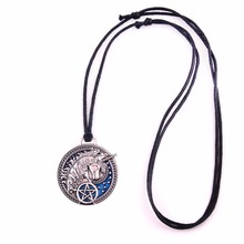UNICORN Silver Pendant with Blue Enamel Medieval Unicorn Magic Amulet Wax Rope Necklace 2024 - buy cheap