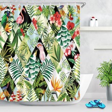 Cortina de ducha de tela impermeable de poliéster, conjunto de accesorios de baño con 12 ganchos, hojas de jungla Tropical, flamencos, flores, 72 pulgadas 2024 - compra barato