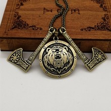 Vintage Nordic Knot Slavic Axe Bear Head Pendant Retro Nordic Rune Viking Amulet Mne's Necklace 2024 - buy cheap