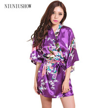 Purple Kimono Robes For Women Satin Bathrobe Long Silk Robes For Bridesmaids Longue Female Women Dressing Gown Bridesmaid Robe 2024 - buy cheap