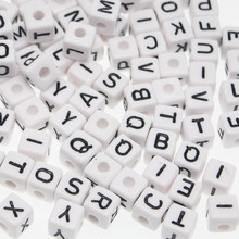 CHONGAI 104Pcs 10mm Letter Beads Evenly Mixed Cubic Acrylic Beads White Alphabet Beads 10mm faceted beads For DIY Necklace 2024 - buy cheap