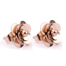 MONLA Fashion Women Earrings 316L Stainless Steel Rose Gold Flower Stud Earring 2024 - buy cheap