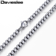Davieslee colar de corrente masculino, corrente de aço inoxidável de ligação redonda para homens, 3 4mm lknm144 2024 - compre barato