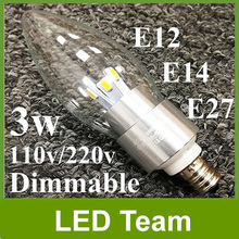 FEDEX Бесплатная доставка E12 E14 E27 светодиодные свечи 3 Вт 300lm светодиодные лампы лампа 90 в-260 в светодиодный прожектор Epistar чип 2024 - купить недорого