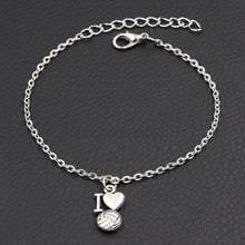 Fashion Jewelry Antique Silver Color I Love Volleyball Charms Bracelet DIY Handmade Link Chain Bracelets For Women 2024 - buy cheap