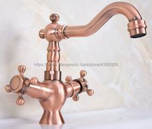 Antique Red Copper Bathroom Basin Faucet Dual Handles Vanity Sink Mixer Tap Hot And Cold Water Bnf616 2024 - buy cheap