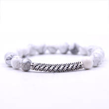 HONEYYIYI Fashion Jewelry 8mm Natural stone beads Bracelet Men Micro Pave CZ Threaded tube Bracelets For Women pulseiras 2024 - buy cheap
