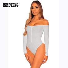 INMOTENG Sexy Off Shoulder Cotton Bodysuit for Women Sexy Bodycon Skinny Body Suit Long Sleeve Playsuit Cotton Romper Jumpsuits 2024 - buy cheap