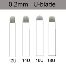 Hot item 0.2mm 12 Pin U Shape Eyebrow Tattoo Needles Blades Makeup Needles For 3D Permanent Makeup Manual Microblading Pen Free 2024 - buy cheap