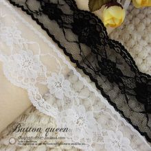 10Yard/Lot DIY Handmade Clothes Dress Accessories Lace Trim Exquisite Gauze Embroidery Fabric Black White 6CM Wide. 2024 - buy cheap