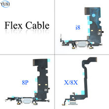 Шлейф зарядного порта YuXi для iPhone 8 8G 4,7/8 plus 8 P 5,5/X 8X, USB док-разъем, зарядное устройство, микрофон, запасные части 2024 - купить недорого
