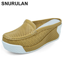 Snurulanpara-zapatos de tacón alto sin cordones para mujer, zapatillas informales de cuña con plataforma de malla para verano, 2018 2024 - compra barato