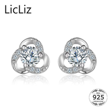 LicLiz-pendientes de tuerca de flor de Plata de Ley 925 para mujer, Piercing de botón para oreja de Zirconia cúbica, pendiente de molino de viento espiral hueco, LE0337 2024 - compra barato
