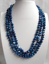 new beautiful baroque 3row navy blue freshwater pearls necklace 18" earring set 2024 - buy cheap