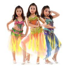 Stage Performance Costume Children Dance Clothes Beaded Outfits Belly Dance Costume Bra Belt Skirt Competition 2024 - buy cheap