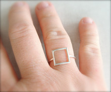 Anillo cuadrado abierto de moda, anillo cuadrado geométrico, anillo hueco 2024 - compra barato