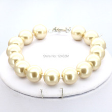 Hot Sale Christmas Gifts Women Girl 10mm Light Gold-Color Glass Round Imitation Shell Pearl Beads Bracelet Jewelry Making Design 2024 - buy cheap