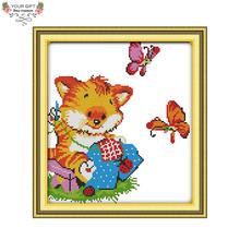 Joy Sunday Counted and Stamped Kitty Embroidery Needlework Needlepoint Embroidery DIY Cross Stitch kits for Home Decor K190 2024 - buy cheap