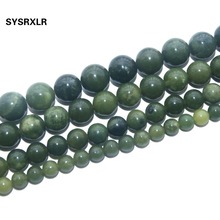 Frete Grátis Pedra Natural Canadá Jadee Verde Rodada Beads Para Fazer Jóias DIY Senhoras Colar Pulseira 6/8/ 10/12mm Vertente 2024 - compre barato