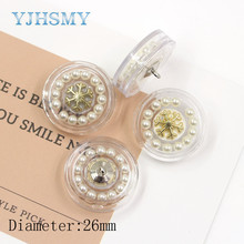 YJHSMY A-19115-469,5pcs/Lot,26mm,High quality white transparent acrylic snowflake pearl button,Fur Coats Cardigan Sweater Buckle 2024 - buy cheap
