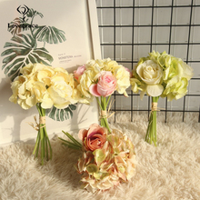 Lovegrace Wedding Bouquets Hydrangea for Bride Bridesmaids Roses Silk Flowers Bridal Bouquet De Mariage Decor for Home Party 2024 - buy cheap