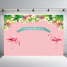 Тропический Розовый фон с изображением фламинго для девочек, декорация для дня рождения, детский душ, летний Гавайский фон для фотосъемки 2024 - купить недорого