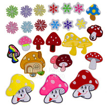 Free shipping 10 pcs mushrooms snowflake snow flowers embroidered Iron On Patches hat bag shoe phone decor Appliques accessory 2024 - buy cheap