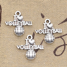 12pcs Charms I Love Volleyball 21x20mm Antique Making Pendant fit,Vintage Tibetan Bronze Silver color,DIY Handmade Jewelry 2024 - buy cheap