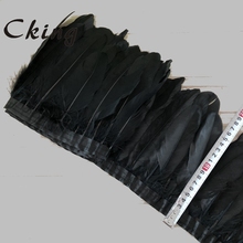 Free Shipping 10 Yards Black Goose Feather Trimming 15-20cm 6-8inches Height Goose Feather Fringes Goose Feather Ribbons/Trims 2024 - buy cheap