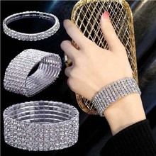 Fashion Layered Full Crystal Bracelets & Bangles for Women Trendy Silver Bracelet Female Party Wedding Charm Jewelry Accessories 2024 - buy cheap