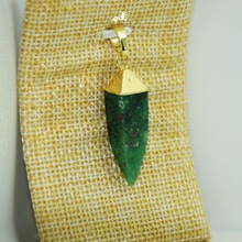 Gold Cap Natural Green Chrysoprase Stone Point Pendant Charms Jades Energy Rough Square arrowheads healing cherry Girl as gifts 2024 - buy cheap