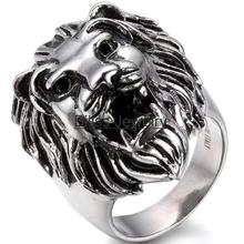 2020 New Fashion High Quality Stainless Steel Black Silver Color Lion Head Rings For Men Punk Jewelry US Size 7-14 Animal Rings 2024 - buy cheap