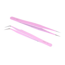 1Pc Fashion Stainless Steel Mink Eyelash Extension Straight Or Bend Optional Tweezers Professional Eye Lashes Tweezers Pink 2024 - buy cheap