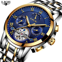 LIGE Mens Watches Top Brand Luxury Automatic Mechanical Watch Men Full Steel Business Waterproof Watches Relogio Masculino 9851 2024 - buy cheap