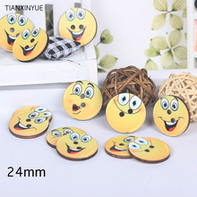 Round Wood Sewing Button Scrapbooking Two Holes smiling face Pattern 24.0mm Dia,DIY Clothing Accessories 2024 - buy cheap