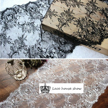 9m/pack Free Shipping Width 40cm White Black DIY Exquisite Classic Eyelash Lace Decoration Embroidery Lace Fabric 2024 - buy cheap