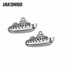 JAKONGO-Colgante de barco Chapado en plata antigua para fabricación de joyas, pulsera, accesorios de bricolaje, 15x25mm, 10 Uds./lote 2024 - compra barato