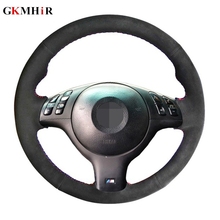 GKMHiR DIY Hand-Stitched Suede Black Car Steering Wheel Cover for BMW E46 M3 E39 330i 540i 525i 530i 330Ci 2001 2002 2003 2024 - buy cheap