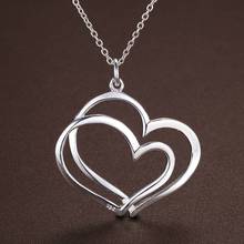 Dos corazones de amor blingsilver plateado Collar de plata colgante joyería/QVSKXEZU COKKKLSI 2024 - compra barato